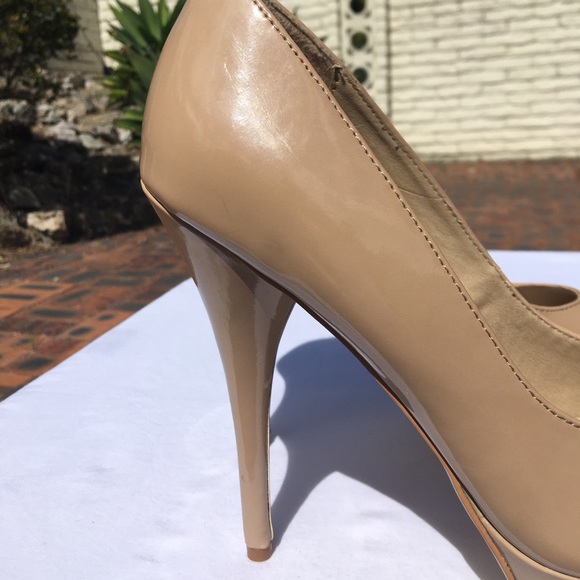 Lipstik Patent Tan Blush Platform Pump Heels Size 10 - Picture 8 of 11